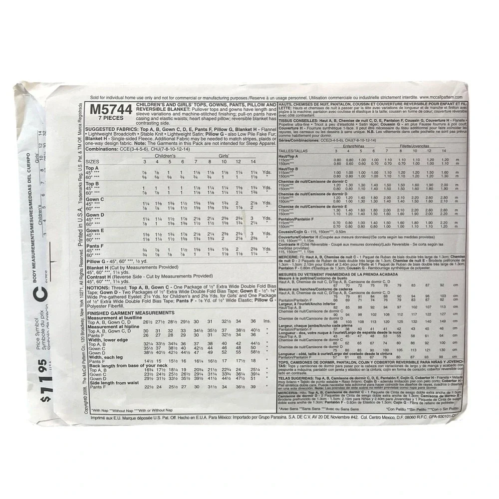 McCalls mccall m5744